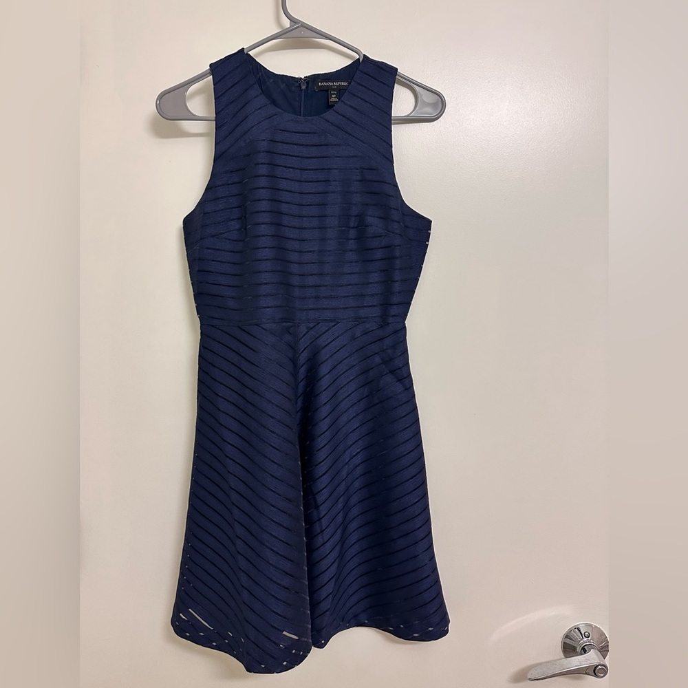 Banana Republic Striped Navy Midi Dress